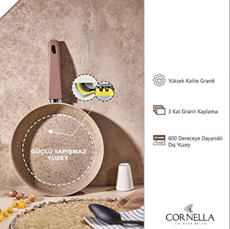 Cornella Cook 7 Parça Granit Tencere Seti Cappicino