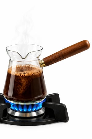350 ml Isıya Dayanıklı Bambu Saplı Cam Cezve