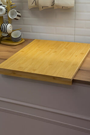 Tezgaha Dayamalı Bambu Kesme Tahtası Büyük Boy