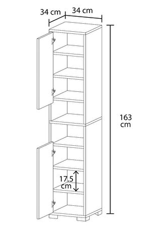 Tokyo No 2 Raflı 2 Kapaklı Genç Odası Dolabı