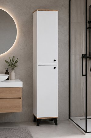 Doruk Banyo Dolabı Çok Amaçlı Kapaklı Erzak ve Havlu Dolabı Pratik Depolama Ünitesi