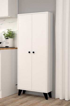 Meltem No.1 Çok Amaçlı Banyo Dolabı Ayarlanabilir Raflı Kapaklı Havlu ve Temizlik Dolabı