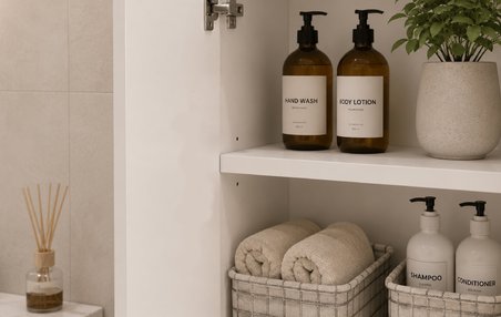 Meltem No.1 Çok Amaçlı Banyo Dolabı Ayarlanabilir Raflı Kapaklı Havlu ve Temizlik Dolabı