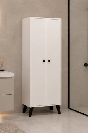 Meltem No.2 Çok Amaçlı Banyo Dolabı Ayarlanabilir Raflı Kapaklı Havlu ve Temizlik Dolabı