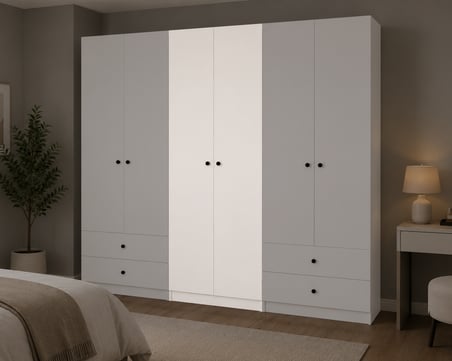 Prestij No.5 İki Kapaklı Askılıklı Bazalı Giysi Asma Dolabı Gardırop