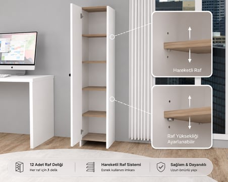 Nisa Plus Tek Kapaklı Kitaplık Çok Amaçlı Ofis ve Ev için Kitaplık