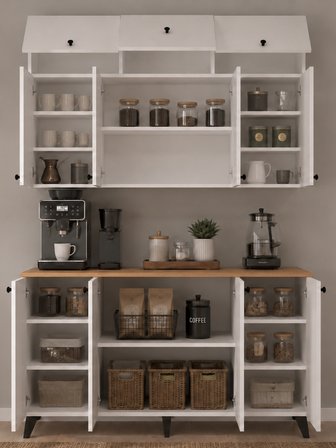 Öykü 150 cm 18mm Mdf Tezgahlı Kahve Köşesi Dolabı Çok Amaçlı Mutfak Dolabı