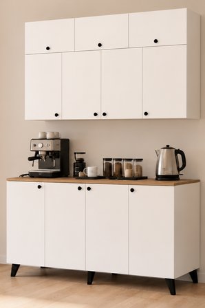 Öykü 150 cm 18mm Mdf Tezgahlı Mutfak Dolabı Hazır Mutfak Ünitesi 