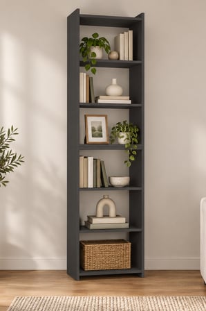 Marsel Kitaplık Çok Amaçlı Dekoratif Raflı Kitaplık Modüler Kitaplık Antrasit