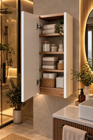 Sare Kapaklı Ayarlanabilir Raflı Banyo Dolabı Havlu Dolabı