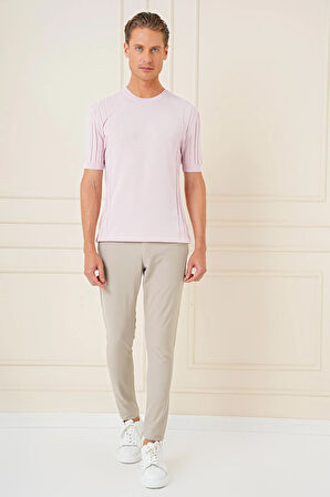 Slim Fit Yan Cepli Düz Esnek Casual Koyu Bej Pantolon P 1144