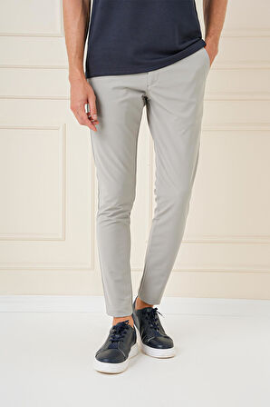 P 1144 Slim Fit Yan Cepli Düz Esnek Casuel Çağla Pantolon