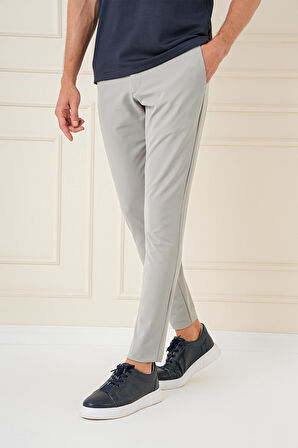 P 1144 Slim Fit Yan Cepli Düz Esnek Casuel Çağla Pantolon