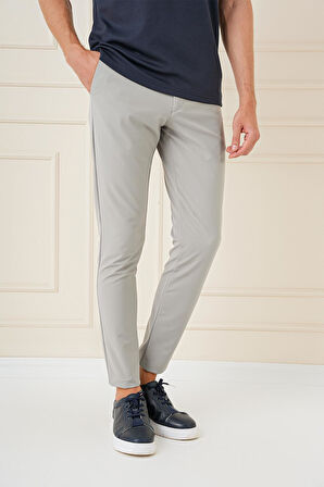 P 1144 Slim Fit Yan Cepli Düz Esnek Casuel Çağla Pantolon