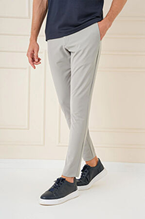 P 1144 Slim Fit Yan Cepli Düz Esnek Casuel Çağla Pantolon