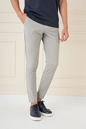 P 1144 Slim Fit Yan Cepli Düz Esnek Casuel Çağla Pantolon