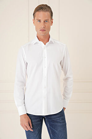 Gk 735 Slim Fit %100 Pamuk Non Iron Kumaş Klasik Beyaz Gömlek 