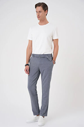 P 1154 Comfort Fit Belden Kumaş Kemerli Pamuk Koyu Gri Jogger Pantolon