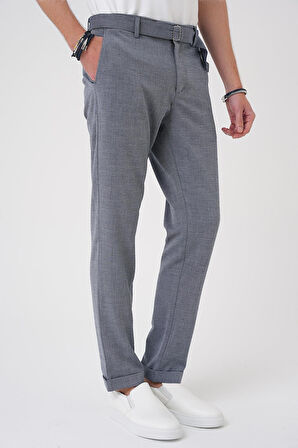 P 1154 Comfort Fit Belden Kumaş Kemerli Pamuk Koyu Gri Jogger Pantolon