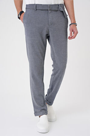 P 1154 Comfort Fit Belden Kumaş Kemerli Pamuk Koyu Gri Jogger Pantolon