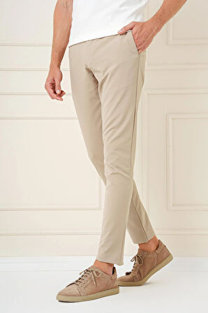 P 1161 Slim Fit Bej Klasik Pantolon