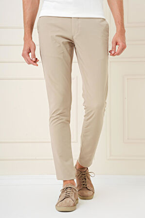 P 1161 Slim Fit Bej Klasik Pantolon