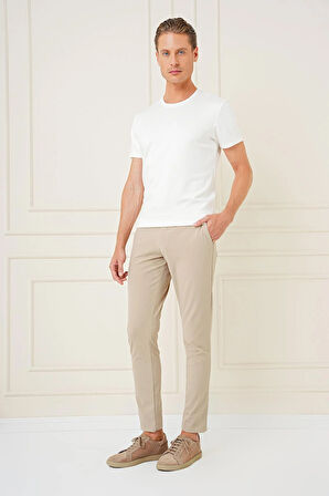 P 1161 Slim Fit Bej Klasik Pantolon