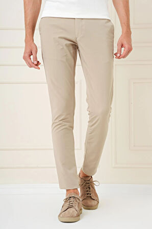 P 1161 Slim Fit Bej Klasik Pantolon