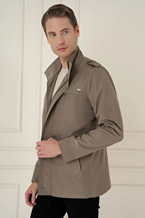 Hakim Yaka Düğme ve Fermuarlı Yan Cepli Mevsimlik Vizon Mont Ka 077