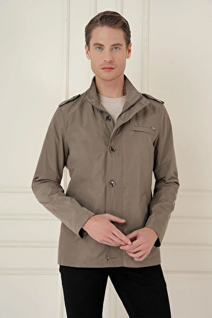 Hakim Yaka Düğme ve Fermuarlı Yan Cepli Mevsimlik Vizon Mont Ka 077