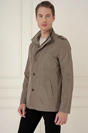 Hakim Yaka Düğme ve Fermuarlı Yan Cepli Mevsimlik Vizon Mont Ka 077