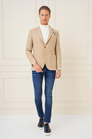 C 689 Slim Fit Bej Spor Ceket