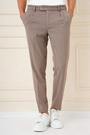 P 1164 Slim Fit Bej Klasik Pantolon