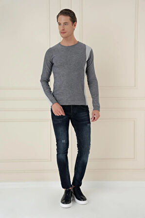 TR 871 Slim Fit İndigo Klasik Triko