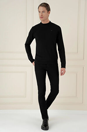 TR 876 Slim Fit Siyah Klasik Triko