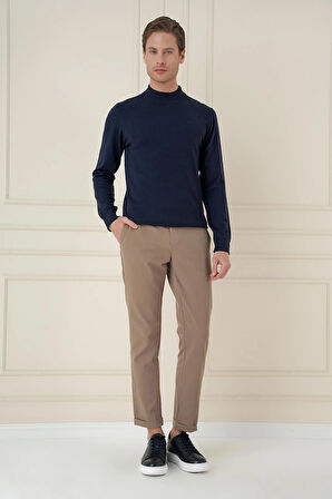 TR 876 Slim Fit Lacivert Klasik Triko