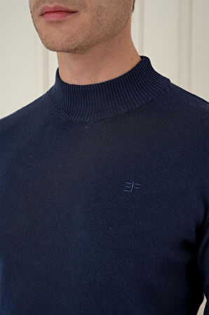 TR 876 Slim Fit Lacivert Klasik Triko