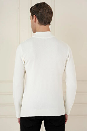 TR 876 Slim Fit Ekru Klasik Triko