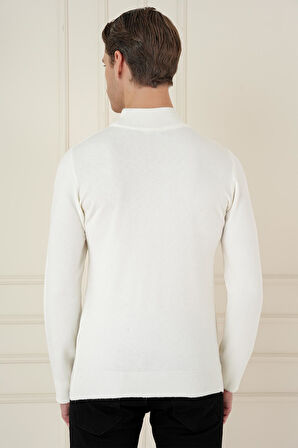 TR 876 Slim Fit Ekru Klasik Triko