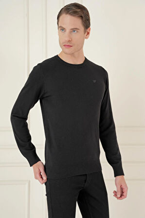 TR 875 Slim Fit Siyah Klasik Triko
