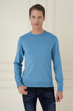 TR 875 Slim Fit Havacı Mavi Klasik Triko