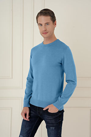 TR 875 Slim Fit Havacı Mavi Klasik Triko