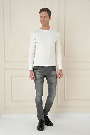 TR 875 Slim Fit Ekru Klasik Triko