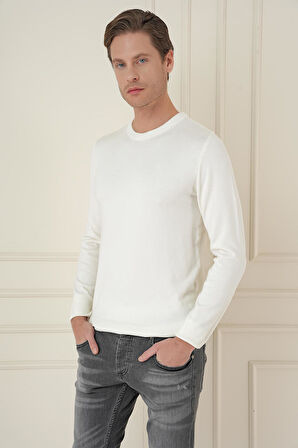 TR 875 Slim Fit Ekru Klasik Triko