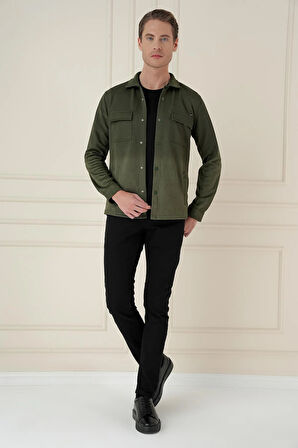 G 1578 Slim Fit Haki Klasik Gömlek