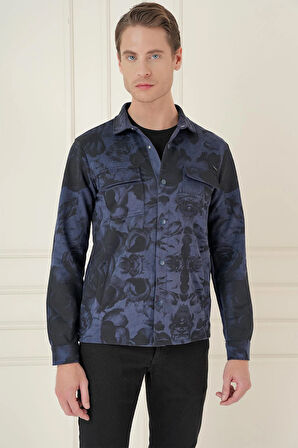 G 1578 Slim Fit Lacivert Klasik Gömlek