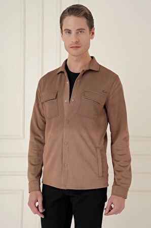 G 1578 Slim Fit Camel Klasik Gömlek