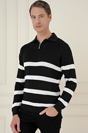 TR 877 Slim Fit Siyah Klasik Triko