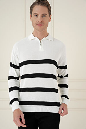 TR 877 Slim Fit Ekru Klasik Triko