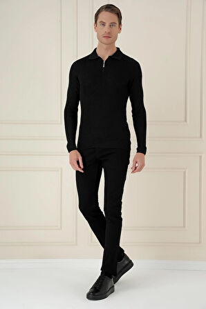 TR 878 TRİKO SLİM FİT SİYAH BASİC